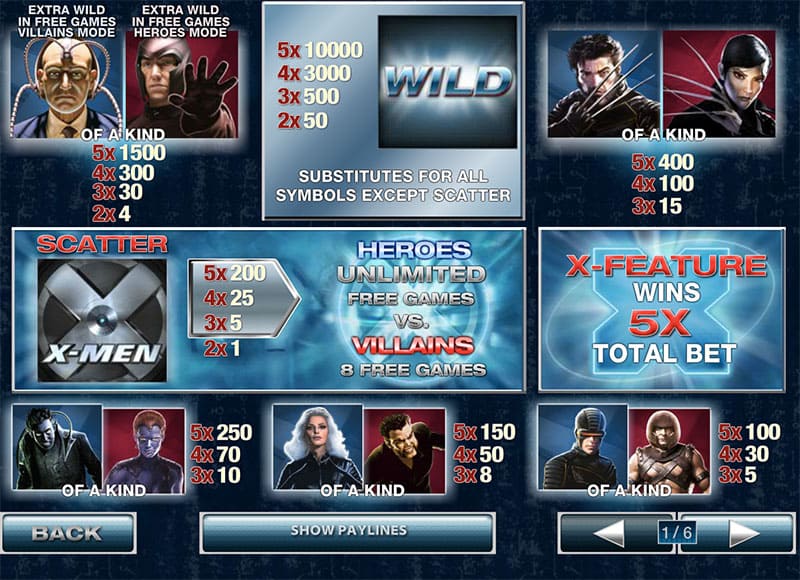 x men slots